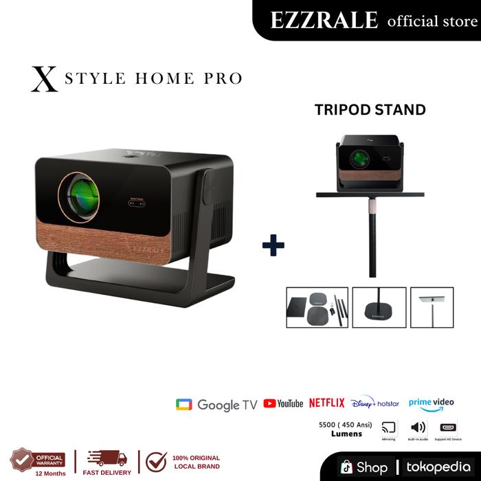 Gambar EZZRALE X STYLE HOME PRO 5500 Lumens ( 450 ANSI ) Smart Android Projector 9.0 - HomePro+TRMeja dari EZZRALE undefined Tokopedia