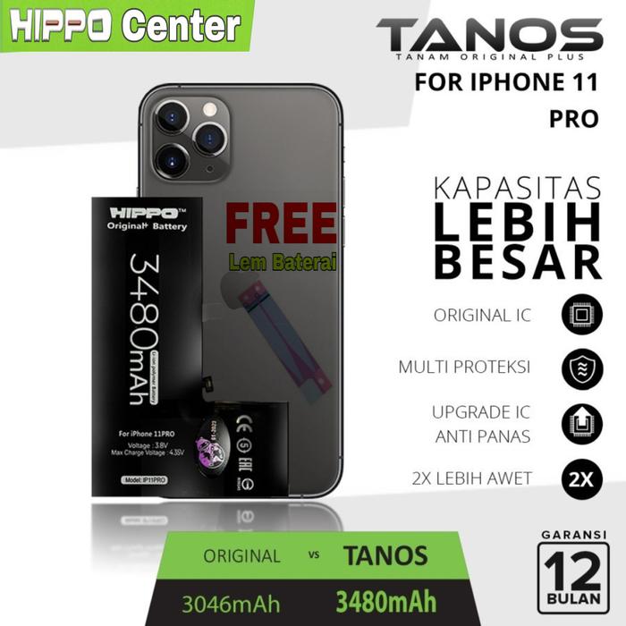 Gambar Hippo Baterai Compatible iPhone 11 PRO Battery Hippo Tanos iPhone 11 PRO Double Power - Bat dari Hippo Center undefined Tokopedia