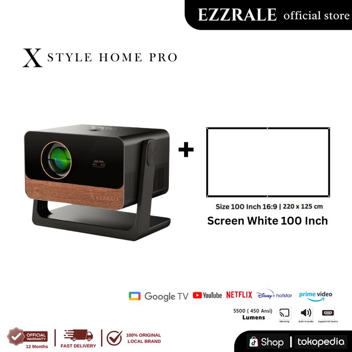 Gambar EZZRALE X STYLE HOME PRO 5500 Lumens ( 450 ANSI ) Smart Android Projector 9.0 - HomePro+ES100 dari EZZRALE undefined Tokopedia