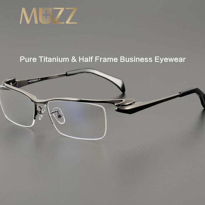 Jual Half Frame Men Business Titanium Eye Glasses Frame New 2024