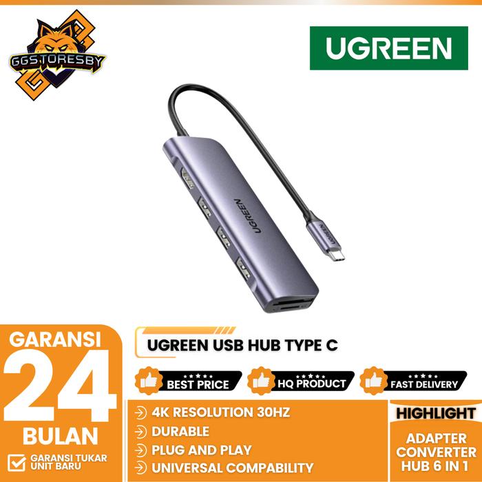 Gambar UGREEN USB HUB Type C USB 3.0 HDMI 4K 60HZ SD/TF Card - 15214 / 20956A / 15495 / 60600 - 20956A 6in1 dari GGSTORESBY undefined Tokopedia