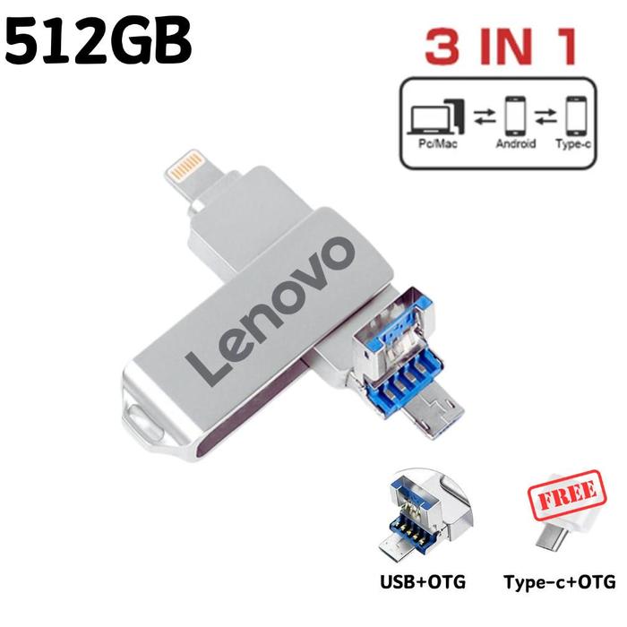 Gambar Lenovo 3 in 1 IOS OTG USB Flash Drive 1TB Rotation Pen Drive for iPhone/Android/PC [ISO+Micro+USB] - 512GB dari Kansply Store undefined Tokopedia
