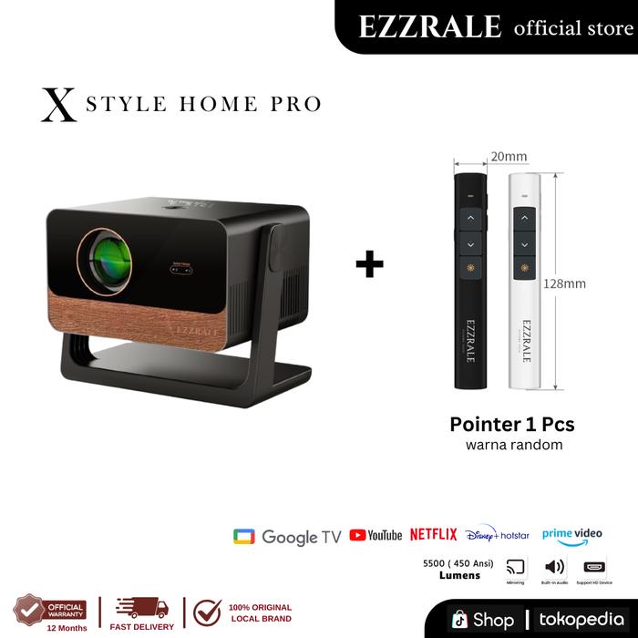 Gambar EZZRALE X STYLE HOME PRO 5500 Lumens ( 450 ANSI ) Smart Android Projector 9.0 - HomePro+Pointer dari EZZRALE undefined Tokopedia