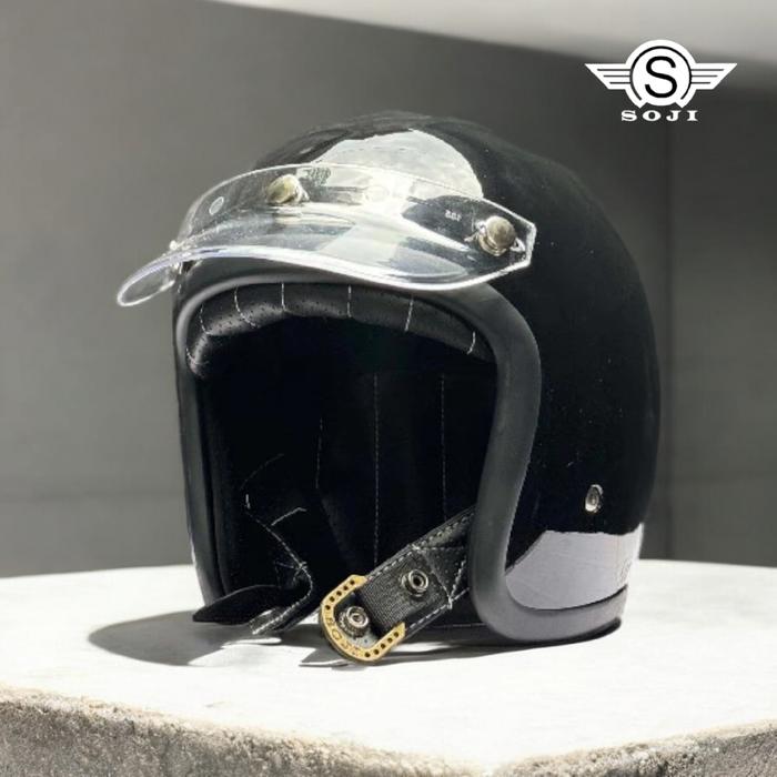 Gambar SOJI Helm Slim Head 02 500tx / Helm Retro Slim Polos Motorcycle - Hitam Pet Japan, S-M (55-58cm) dari SOJI Helmet Official Store undefined Tokopedia