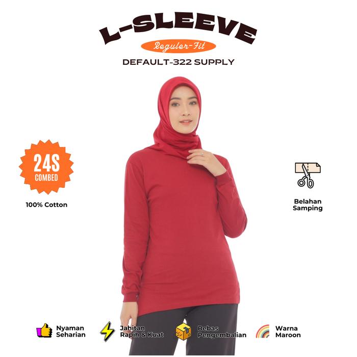 Gambar Baju Kaos Polos Wanita Lengan Panjang Cream Combed 24s M-XXL Kasual - Maroon, XXL dari DEFAULT-322 undefined Tokopedia