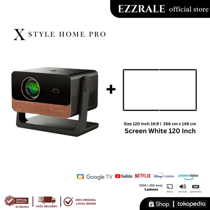 Gambar EZZRALE X STYLE HOME PRO 5500 Lumens ( 450 ANSI ) Smart Android Projector 9.0 - HomePro+ES120 dari EZZRALE undefined Tokopedia