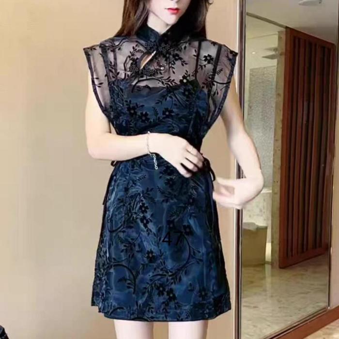 Gambar Meiva Dress Cheongsam Wanita Imlek Lunar CNY Best Seller - CVE - Black dari co5co undefined Tokopedia