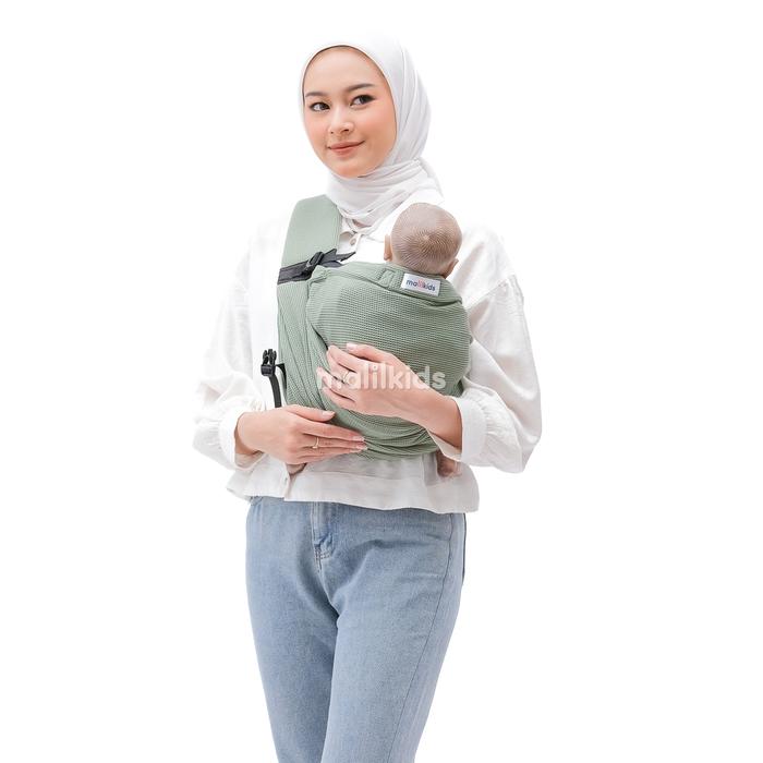 Gambar Malilkids Gendongan Bayi Instan Geos Ultra Fit Waffle Premium 2 layer / 2 Lapis -  Sage dari Malilkids Shop undefined Tokopedia