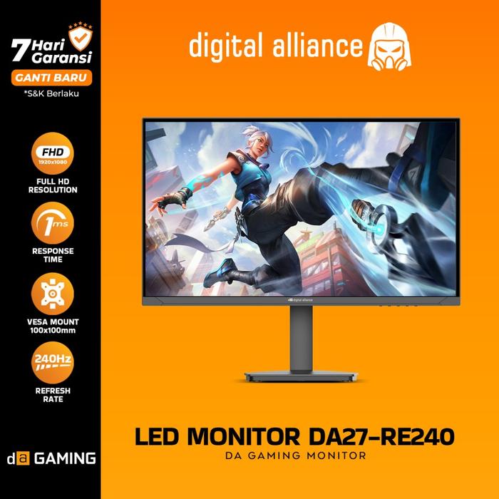 Gambar Monitor LED 27" 2K 180/240Hz IPS QHD Vertical RGB 1ms 99% SRGB 5ms HDMI Vesa Mount Lighting Pivot Ergonomic | Sky H2730Q/Digital Alliance/G27Qi/DA27-2KRE180 - 27" DA27-RE240 dari Jaktech undefined Tokopedia
