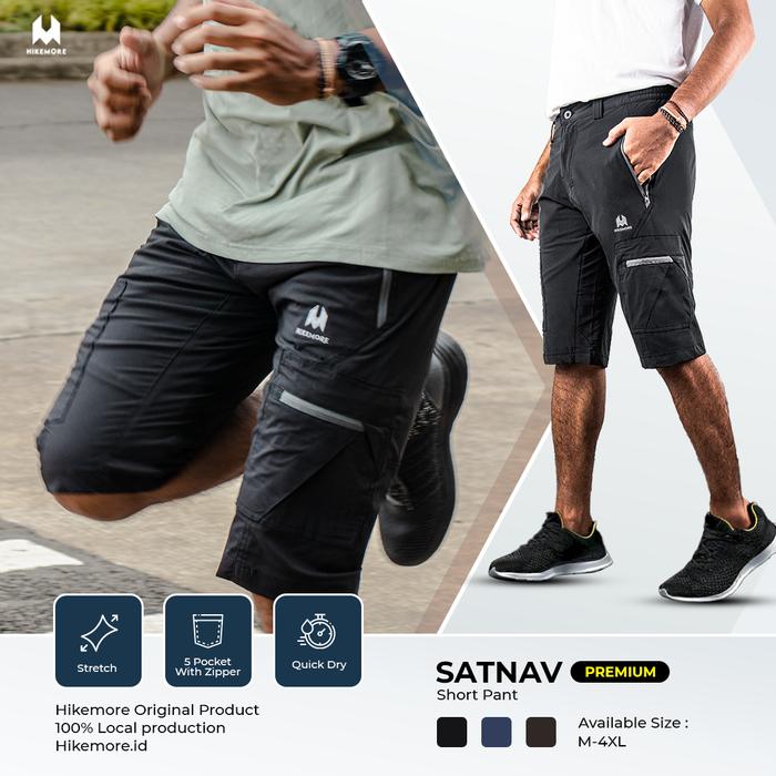 Gambar Celana Pendek Pria Wanita Lari Running Semi Stretch Hikemore Satnav Premium - BLACK, M dari Hikemore undefined Tokopedia