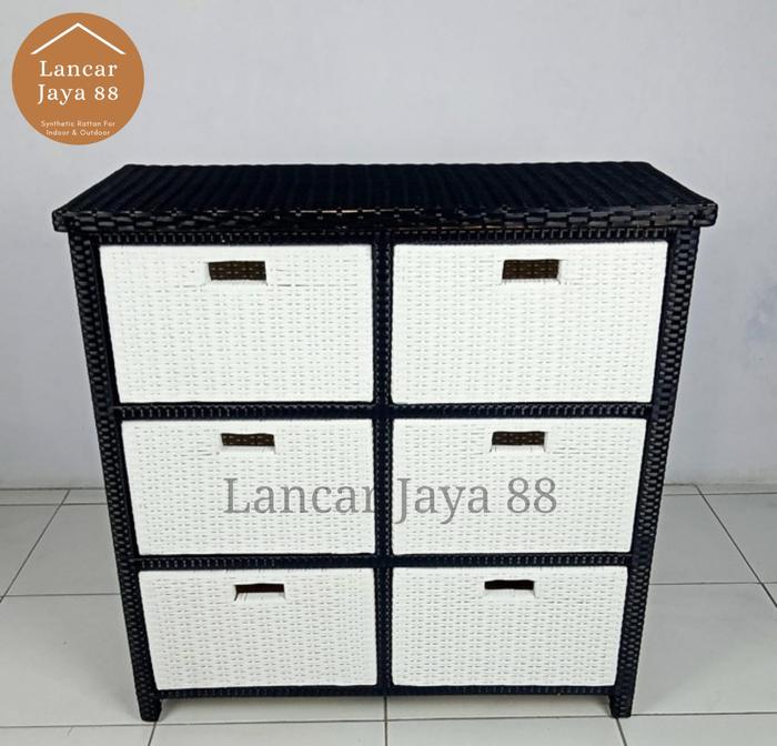 Gambar Lemari Laci 6 Rotan Sintetis - MODEL 1 dari lancar jaya rotan 88 undefined Tokopedia