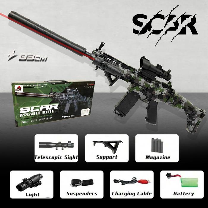 Gambar Mainan Tembakan Gun Scar Camouflage Electric Automatic Burst Water Gell dari Enzy Store_NEW undefined Tokopedia