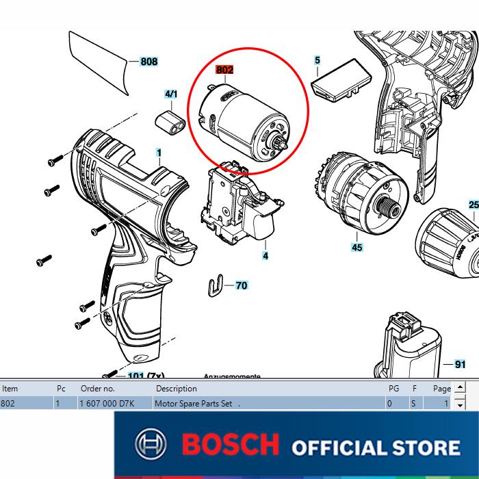 Gambar Bosch ORIGINAL Spare Part Untuk GSB / GSR 120-LI GEN3 (BARE TOOL 3601JG8180 / 3601JG8080) - 1. DC MOTOR dari Bosch Tools Authorized MGK undefined Tokopedia