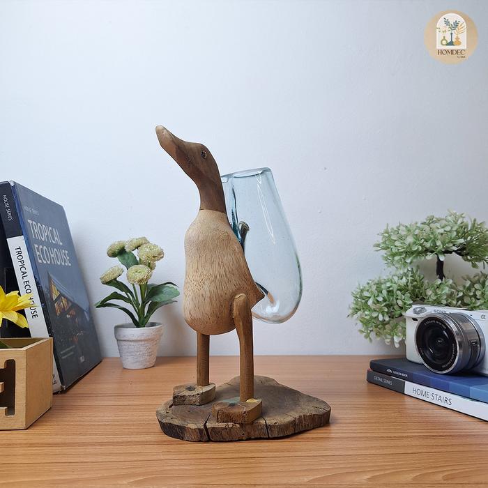 Gambar Patung Bebek Kayu Aquarium Pot Kaca Vas Bunga Unik Home Decor - Polos dari Homdec By D&A undefined Tokopedia