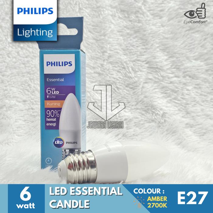 Gambar PHILIPS LED ESSENTIAL CANDLE LAMPU DEKORASI 6 WATT LAMPU HIAS FITTING E27 E14 - E27 2700K dari JAWARA.LISTRIK undefined Tokopedia