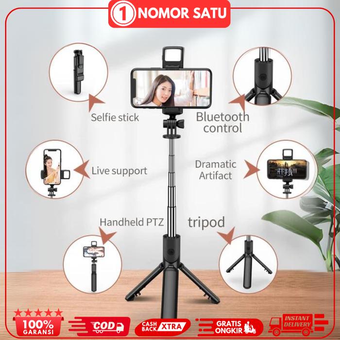 Gambar Tongsis Bluetooth Tripod 4 in 1 Remote Shutter and LED - Tongsis 4in1 dari Nomor Satu Indonesia undefined Tokopedia