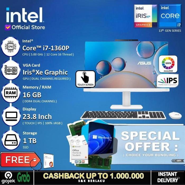 Gambar PC AIO Asus A5402WVART Touch - Core 7 150U 16G 1TB 23.8" FHD IPS 100% sRGB - Windows 11 HOME dari INTEL STORE ID undefined Tokopedia