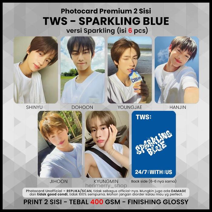 Gambar READY TERLARIS (ISI 6 PCS) PHOTOCARD TWS SPARKLING BLUE - PC PREMIUM 2 SISI KARTU KPOP MERCH UN - Sparkling dari santisetyamarini undefined Tokopedia