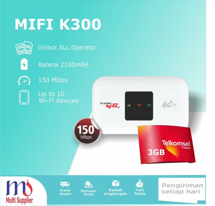 Gambar Modem Wifi Telkomsel 4G LTE Unlock All Operator MiFi Telkomsel 4G LTE - K300+KARTU dari Suppliermodem undefined Tokopedia