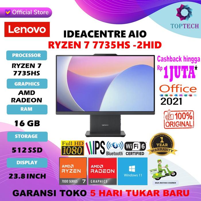 Gambar Lenovo IdeaCentre AIO 24ARR9 Ryzen 7 7735HS 16GB 512GB 23.8"FHD IPS W11 OHS - 8gb, Windows 11 Home dari Top Tech Comp undefined Tokopedia