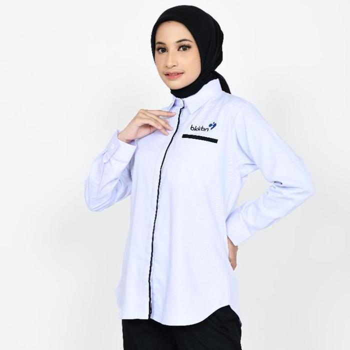 Gambar grosir baju kerja kantor/Custom BKKBN putih perempuan/seragam BKKBN pria dan wanita/Baju Putih Pria - Cewe Lis hitam, S dari OMEJINS STORE undefined Tokopedia