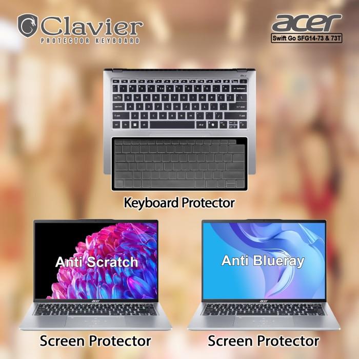 Cover Keyboard Screen Protector Garskin Laptop Anti Gores Acer Swift GO AI  SFG14-73-75WS 9686 Silikon Warna Tpu Clear Anti Glare Blueray Bening Karbon 