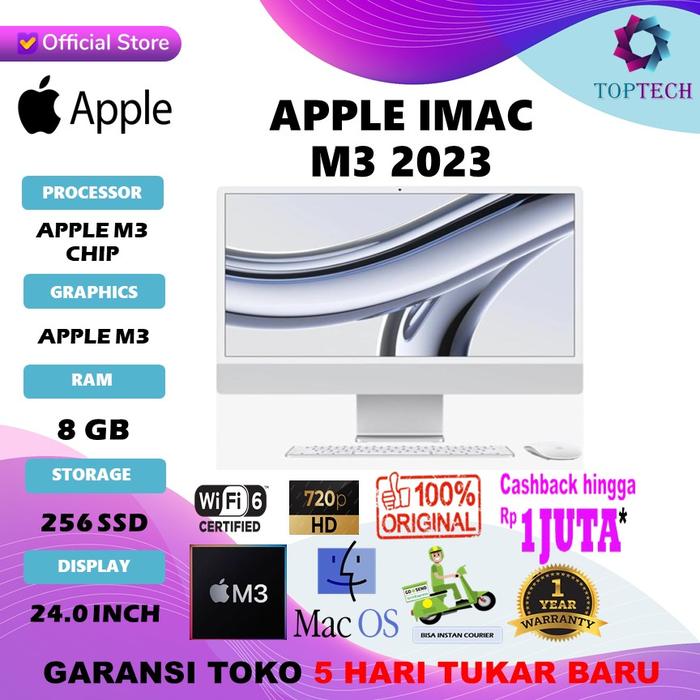 Gambar Apple IMAC M3 CHIP 2023 24INCH 4.5K 256GB 512GB 8 CORE 10 CORE - 256gb dari Top Tech Comp undefined Tokopedia