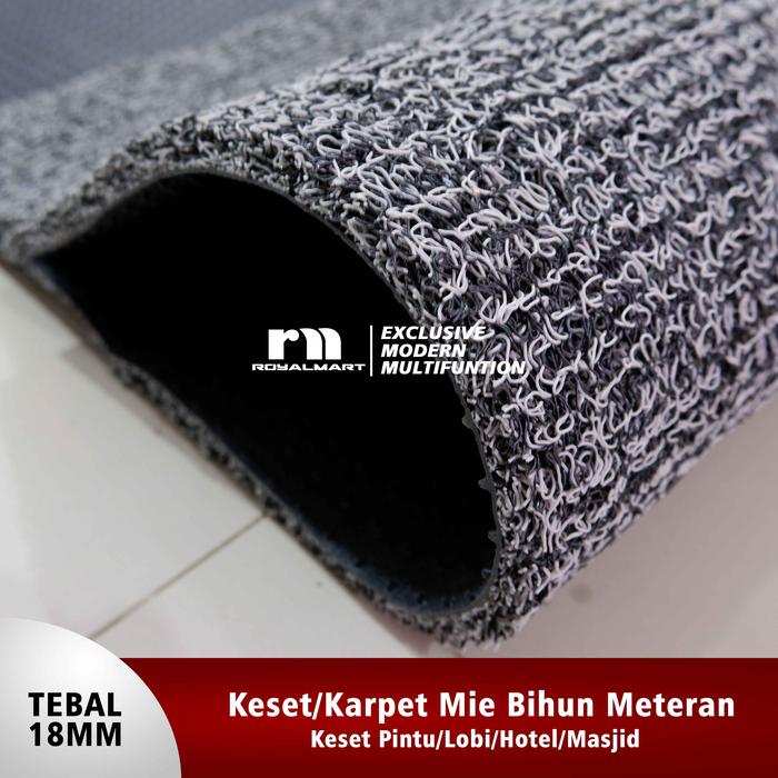 Gambar karpet / keset lantai mie / karpet mobil mie meteran 2 warna 50x120cm - BlackGrey dari Royal Mart Official undefined Tokopedia