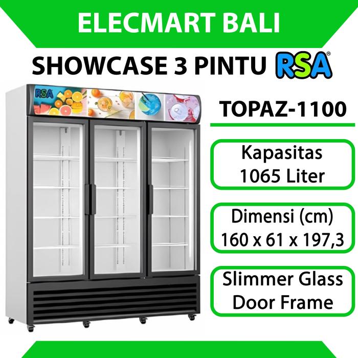 Gambar Kulkas Display Cooler Showcase 3 Pintu 1065 Liter RSA TOPAZ-1100 dari Elecmart Bali undefined Tokopedia