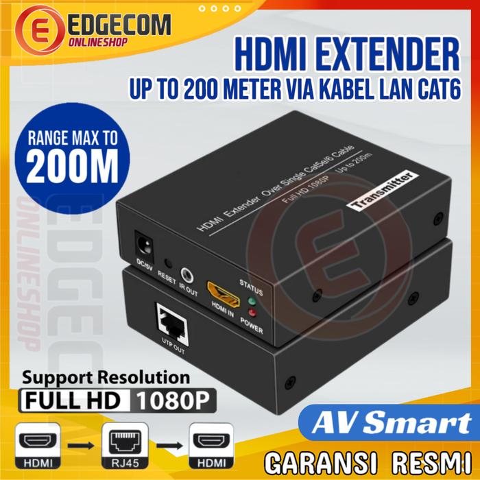 Gambar HDMI Extender Via UTP Cat5e/6 Up to 200 Meter NETLINE - 200M AVSMART dari Edgecom undefined Tokopedia