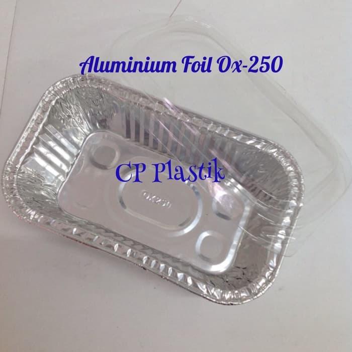 Gambar Wadah Aluminium Foil Persegi Besar & Tutup OX250 - isi 100 pcs - OX250 + Tutup dari Jezze Store undefined Tokopedia