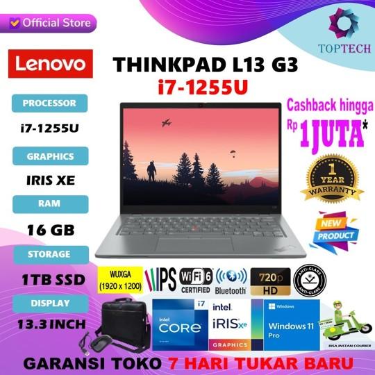 Gambar LENOVO THINKPAD L13 G3 i7 1255U 16GB 1TB IRISXE W11 PRO 13.3" WUXGA - 16GB 512SSD, NON BUNDLING dari Top Tech Comp undefined Tokopedia