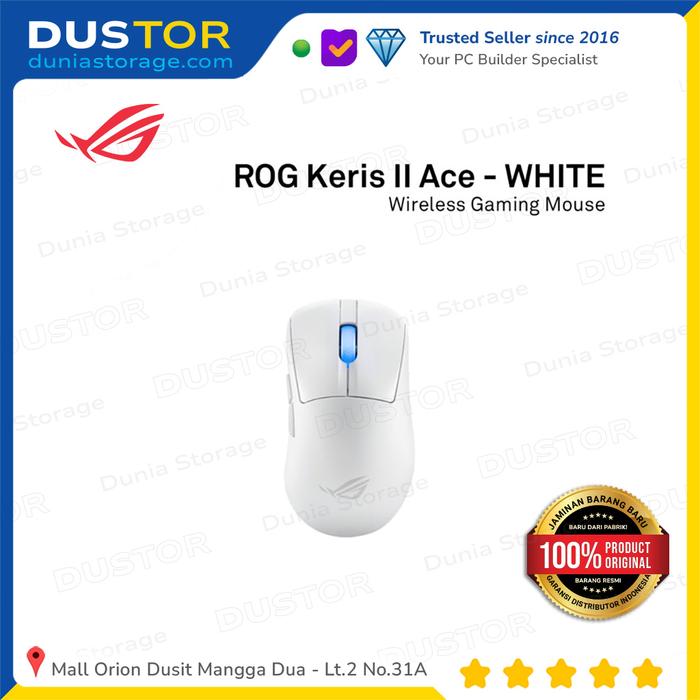 Gambar ASUS ROG Keris II Ace Ultralight 54-gram Ergonomic Wireless Gaming Mouse - Moonlight White dari Dunia Storage Komputer undefined Tokopedia