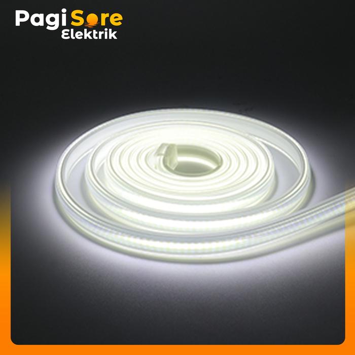 Gambar Paket 1-10 M Lampu LED Strip COB 220V Outdoor Indoor Plafon Dotless - Putih, 1 Meter dari Pagi Sore Elektrik undefined Tokopedia