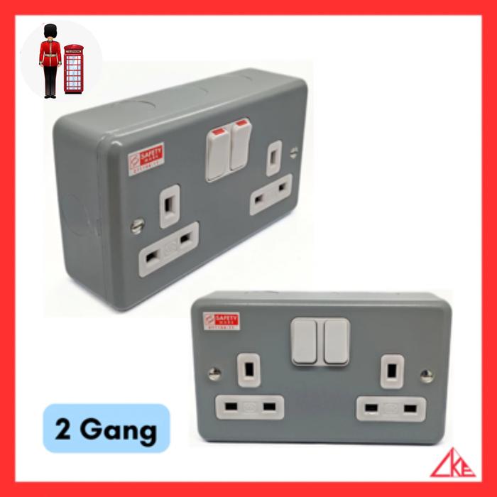 Gambar Stop kontak MK Metalclad K2946 ALM Double Pole Socket 13A 2 Gang Stop Kontak AC kaki 3 MK Metal Besi Ori Tipe Baru UK British dari Joy44 undefined Tokopedia