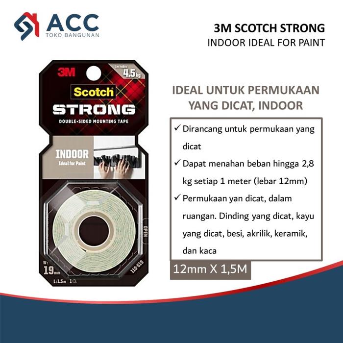 Gambar 3M SCOTCH STRONG INDOOR OUTDOOR MOUNTING DOUBLE TAPE KUAT - ID 12mmX1.5M dari Toko Bangunan ACC undefined Tokopedia