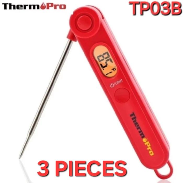 Gambar THERMOPRO TP03 Digital Instant Read Meat Thermometer Kitchen Backlight - 3  PACK dari Pro-X Technology undefined Tokopedia