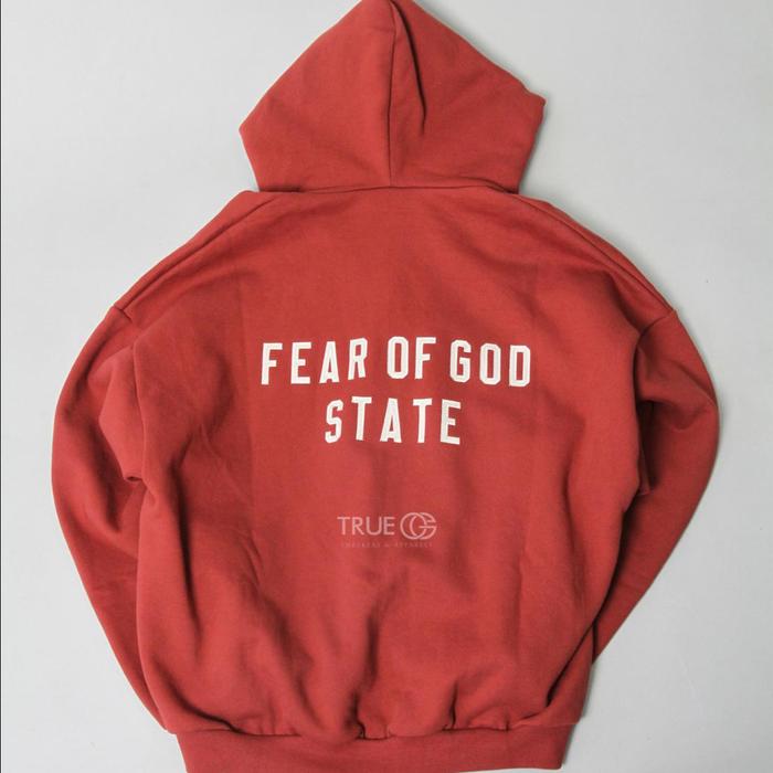 Gambar Fear Of God Essentials State Full Zip Hoodie Authentic - CRIMSON, S dari True OG Kicks undefined Tokopedia