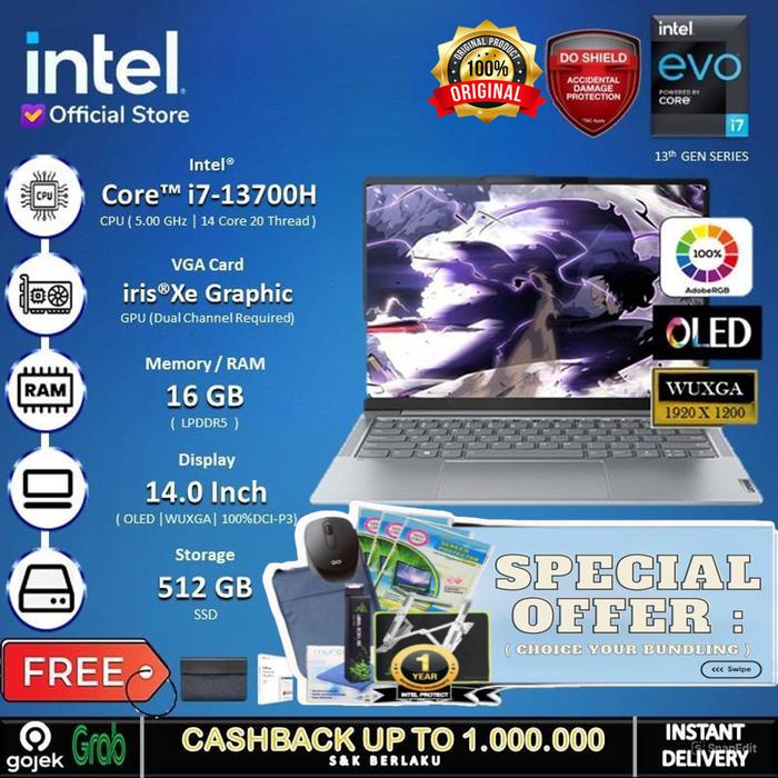 Gambar Lenovo Yoga Slim 6 EVO - I7 13700H 16GB 512GB 14.0" OLED WUXGA 60Hz - Non Bundle, Windows 11 HOME dari INTEL STORE ID undefined Tokopedia