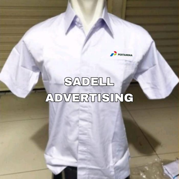 Sadell Jual Kemeja PERTAMINA Seragam Pertamina Putih Lengan Pendek Pria Bordir ...