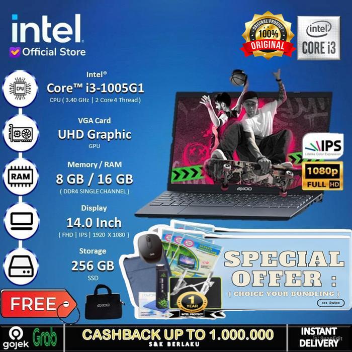 Gambar Laptop Axioo Mybook Hype 3 - Core I3 1005G1 16GB 256GB 14" FHD IPS W11 - Non Bundle, 8 GB dari INTEL STORE ID undefined Tokopedia