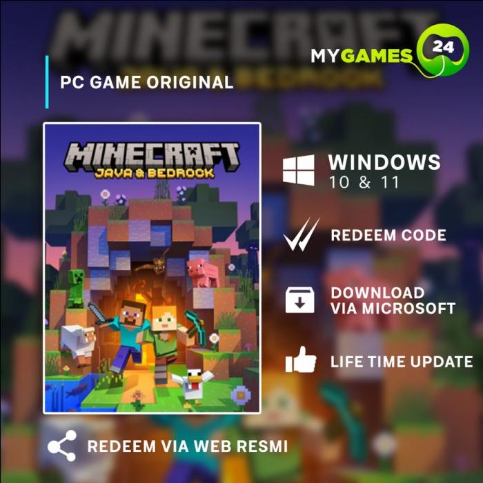 Gambar Minecraft Windows 10 Redeem Code PC Game Original - javabedroc code dari MyGames24 undefined Tokopedia