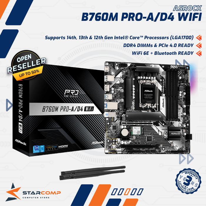 Asrock B760m Pro-ad4 Wifi Motherboard Intel B760 Lga1700 Ddr4 Micro Atx