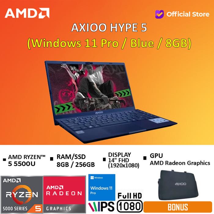 Gambar AXIOO HYPE 5 Ryzen 5 5500U 8GB 256GB Windows 11 Pro / DOS 14" FHD - Blue/W11Pro/8GB, Standard dari AMD Official Store undefined Tokopedia
