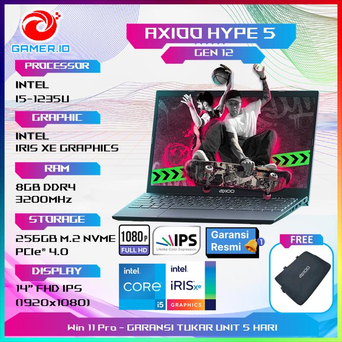 Gambar Axioo Hype 5 Gen 12 i5 1235 RAM 8GB SSD 256GB W11 14"FHD IPS 1Yr - Tanpa Paket, DOS dari GAMER.ID undefined Tokopedia