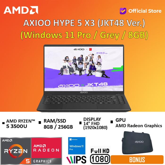 Gambar AXIOO HYPE 5 AMD X3 Ryzen 5 3500U 8GB 256GB 14.0FHD IPS - Grey/W11Pro/8GB, Standard dari AMD Official Store undefined Tokopedia