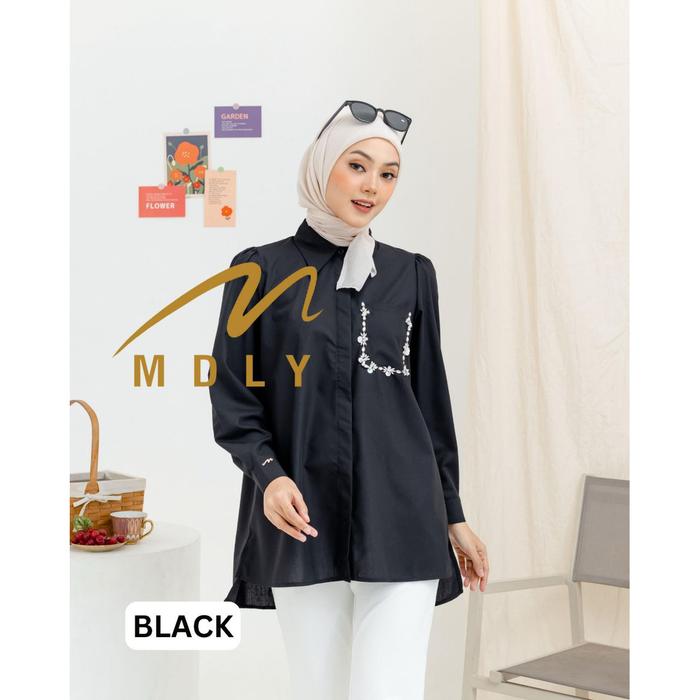 Gambar MDLY Baju kemeja atasan wanita/Kemeja casual Polos Wanita/Kemeja Cotton Tencel/Vizie Shirt by MDLY - BLACK, REGULER dari MDLY GOLD_NEW undefined Tokopedia