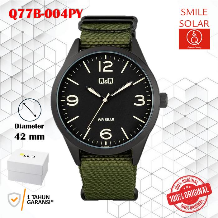 Gambar Jam Tangan Pria Casual Nylon Analog Original Q&Q QNQ QQ Q77B Series - Q77B-004 dari Smile Solar Q&Q undefined Tokopedia