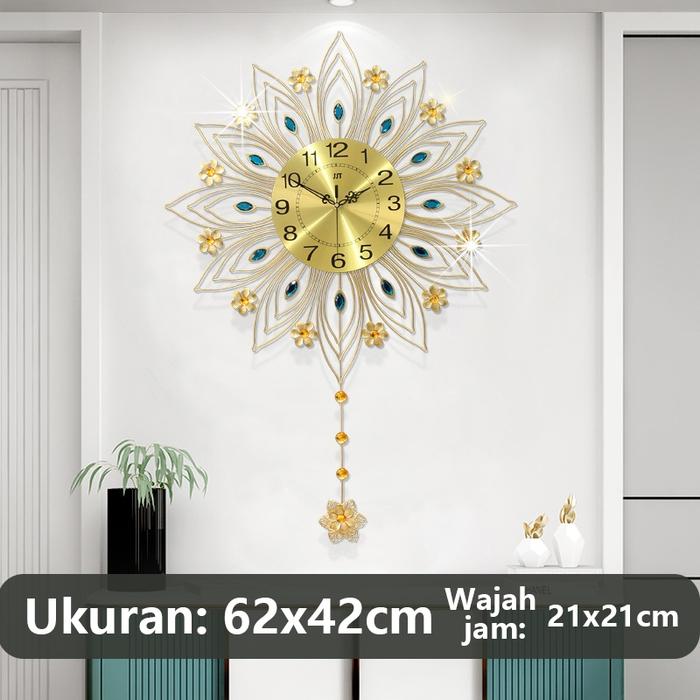 Gambar Jam Dinding Bulat Kelopak Bunga Quartz Clock Geometric Pendulum silent movement - 59 x 59cm - JT1695B-62x42cm dari SelaluLaris8888 undefined Tokopedia
