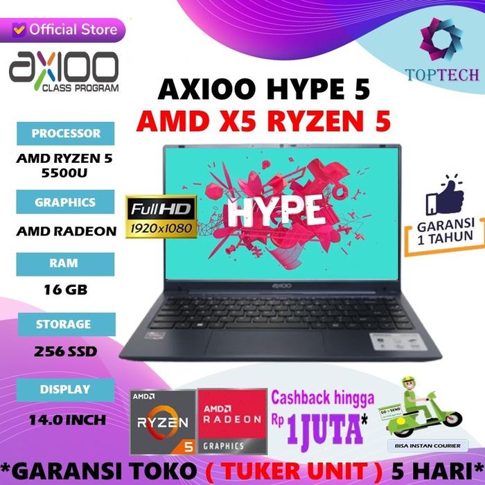 Gambar Laptop Axioo Hype 5 AMD X5 Ryzen 5 5500U 16GB 256GB 14.0FHD IPS W11 - 8/256 Non Os, Non Bundling dari Top Tech Comp undefined Tokopedia